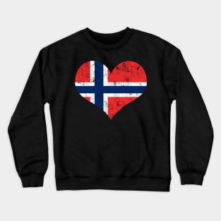 Norway Norwegian Flag Heart Norge Love Distressed Crewneck Sweatshirt